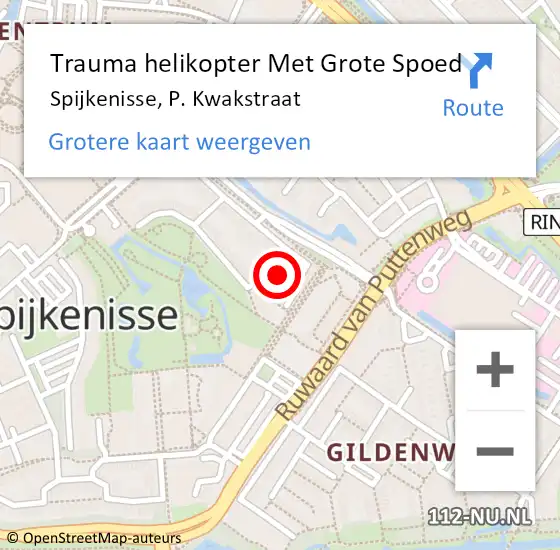 Locatie op kaart van de 112 melding: Trauma helikopter Met Grote Spoed Naar Spijkenisse, P. Kwakstraat op 8 maart 2022 18:45