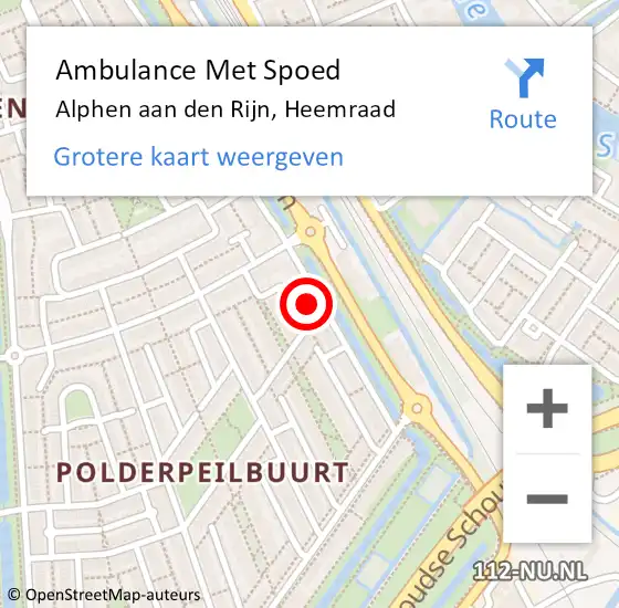 Locatie op kaart van de 112 melding: Ambulance Met Spoed Naar Alphen aan den Rijn, Heemraad op 8 maart 2022 18:48