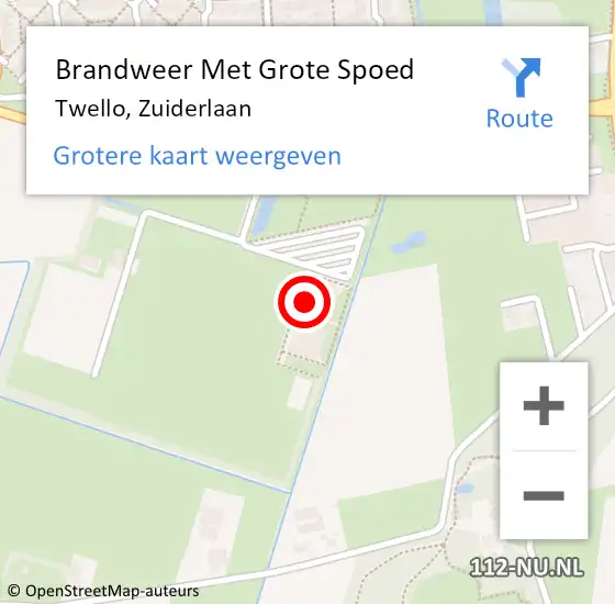 Locatie op kaart van de 112 melding: Brandweer Met Grote Spoed Naar Twello, Zuiderlaan op 8 maart 2022 18:54