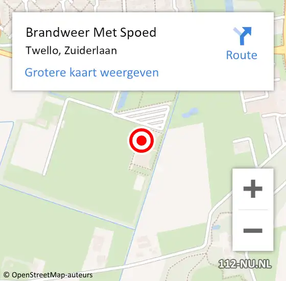 Locatie op kaart van de 112 melding: Brandweer Met Spoed Naar Twello, Zuiderlaan op 8 maart 2022 19:01