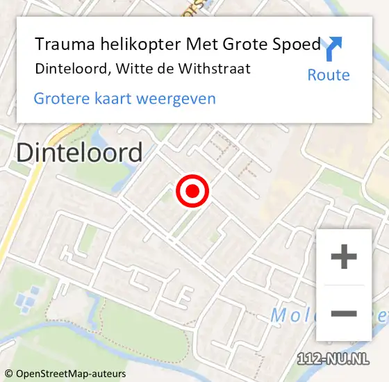 Locatie op kaart van de 112 melding: Trauma helikopter Met Grote Spoed Naar Dinteloord, Witte de Withstraat op 8 maart 2022 19:03
