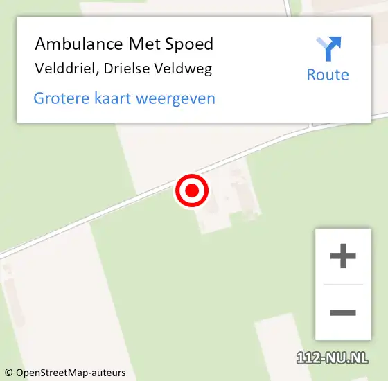 Locatie op kaart van de 112 melding: Ambulance Met Spoed Naar Velddriel, Drielse Veldweg op 8 maart 2022 19:14