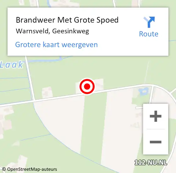 Locatie op kaart van de 112 melding: Brandweer Met Grote Spoed Naar Warnsveld, Geesinkweg op 8 maart 2022 19:19