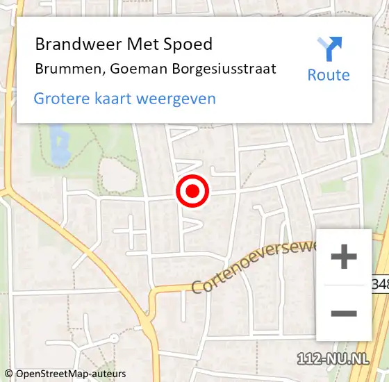 Locatie op kaart van de 112 melding: Brandweer Met Spoed Naar Brummen, Goeman Borgesiusstraat op 8 maart 2022 19:27