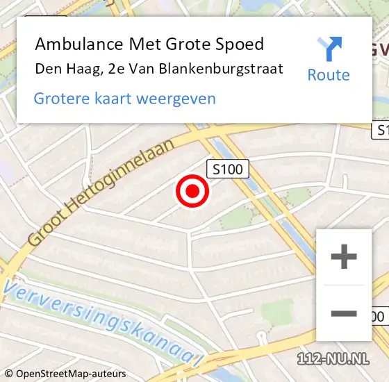 Locatie op kaart van de 112 melding: Ambulance Met Grote Spoed Naar Den Haag, 2e Van Blankenburgstraat op 8 maart 2022 19:28