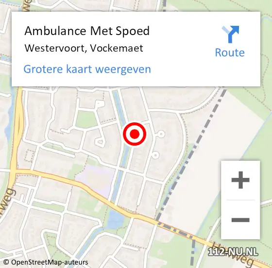 Locatie op kaart van de 112 melding: Ambulance Met Spoed Naar Westervoort, Vockemaet op 8 maart 2022 19:41