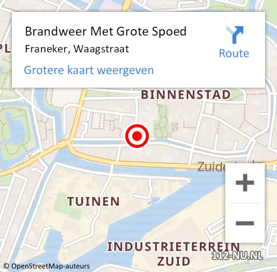 Locatie op kaart van de 112 melding: Brandweer Met Grote Spoed Naar Franeker, Waagstraat op 8 maart 2022 20:23