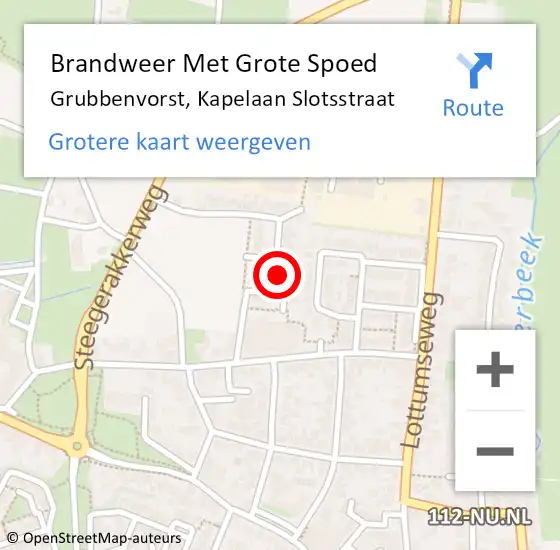 Locatie op kaart van de 112 melding: Brandweer Met Grote Spoed Naar Grubbenvorst, Kapelaan Slotsstraat op 8 maart 2022 20:26