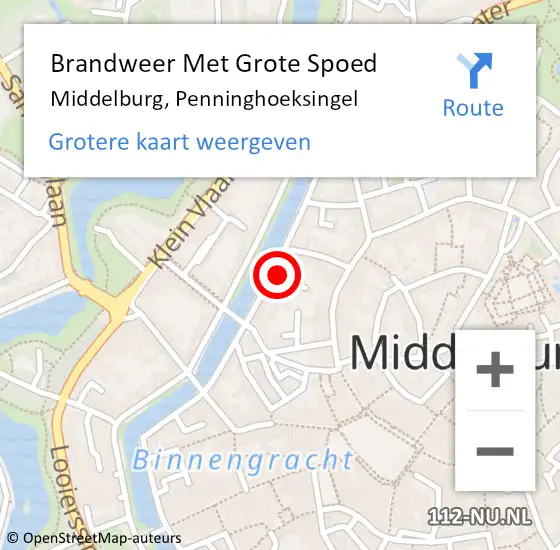 Locatie op kaart van de 112 melding: Brandweer Met Grote Spoed Naar Middelburg, Penninghoeksingel op 8 maart 2022 20:27