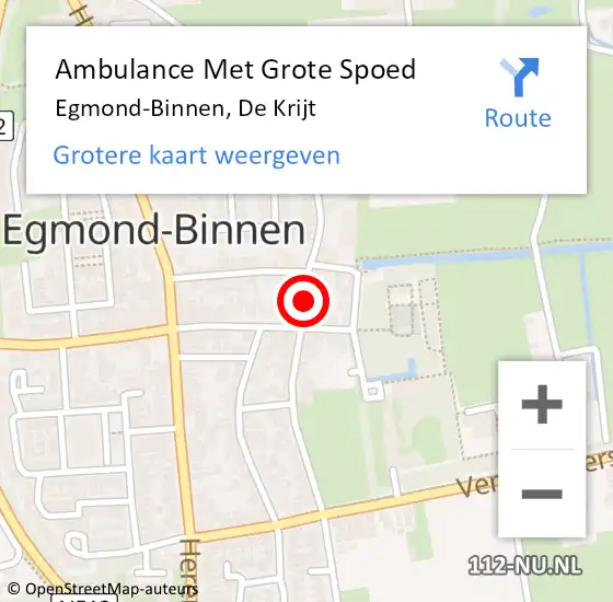 Locatie op kaart van de 112 melding: Ambulance Met Grote Spoed Naar Egmond-Binnen, De Krijt op 8 maart 2022 20:33