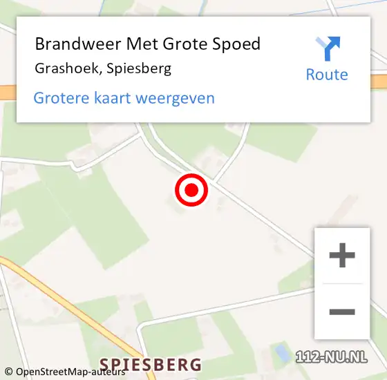 Locatie op kaart van de 112 melding: Brandweer Met Grote Spoed Naar Grashoek, Spiesberg op 8 maart 2022 20:54