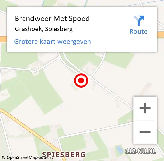 Locatie op kaart van de 112 melding: Brandweer Met Spoed Naar Grashoek, Spiesberg op 8 maart 2022 21:03