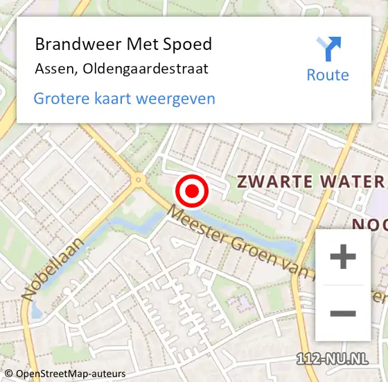 Locatie op kaart van de 112 melding: Brandweer Met Spoed Naar Assen, Oldengaardestraat op 8 maart 2022 21:31