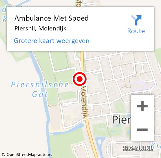 Locatie op kaart van de 112 melding: Ambulance Met Spoed Naar Piershil, Molendijk op 8 maart 2022 21:32