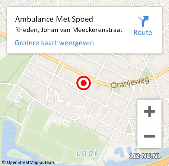 Locatie op kaart van de 112 melding: Ambulance Met Spoed Naar Rheden, Johan van Meeckerenstraat op 8 maart 2022 21:39