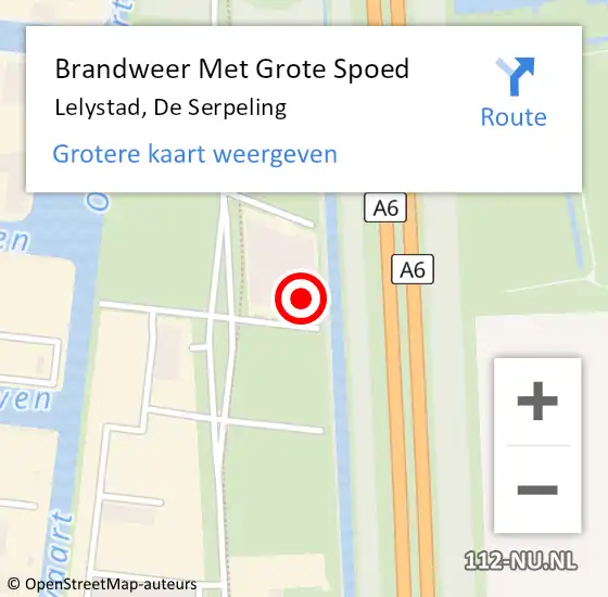 Locatie op kaart van de 112 melding: Brandweer Met Grote Spoed Naar Lelystad, De Serpeling op 8 maart 2022 21:57