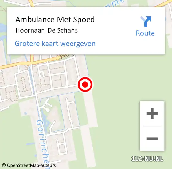 Locatie op kaart van de 112 melding: Ambulance Met Spoed Naar Hoornaar, De Schans op 8 maart 2022 22:03