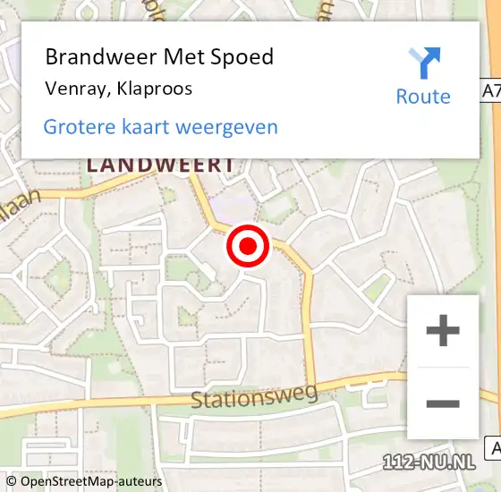 Locatie op kaart van de 112 melding: Brandweer Met Spoed Naar Venray, Klaproos op 8 maart 2022 22:07