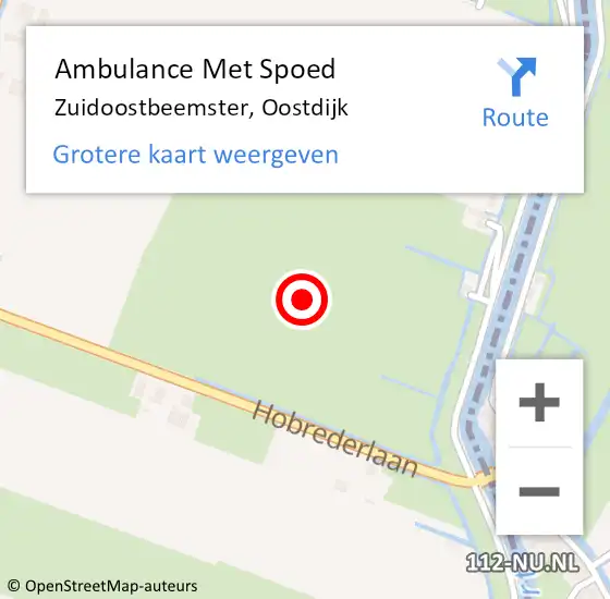 Locatie op kaart van de 112 melding: Ambulance Met Spoed Naar Zuidoostbeemster, Oostdijk op 8 maart 2022 22:24