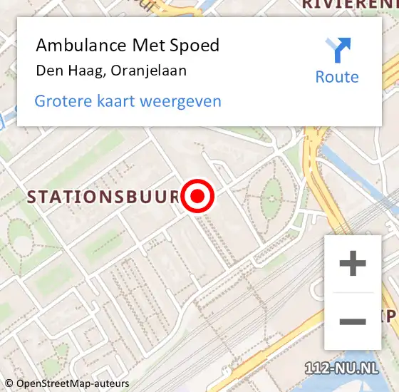 Locatie op kaart van de 112 melding: Ambulance Met Spoed Naar Den Haag, Oranjelaan op 8 maart 2022 22:31