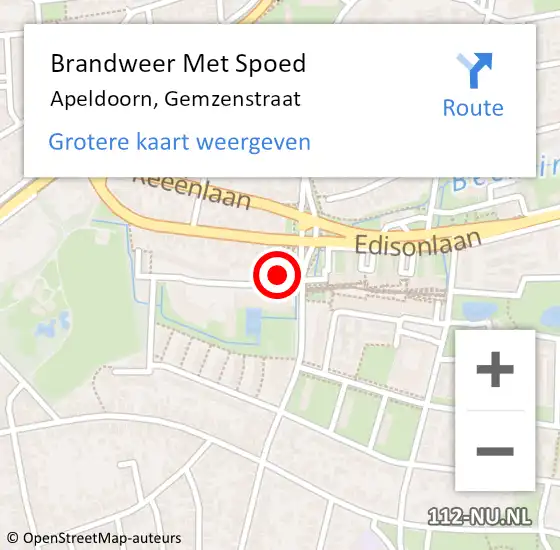 Locatie op kaart van de 112 melding: Brandweer Met Spoed Naar Apeldoorn, Gemzenstraat op 8 maart 2022 22:31