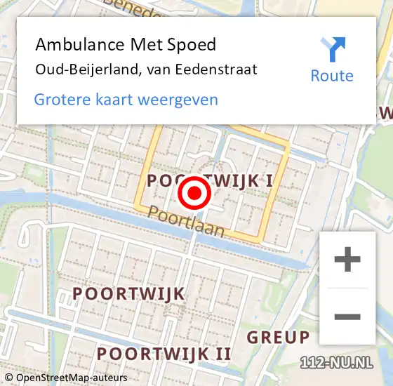 Locatie op kaart van de 112 melding: Ambulance Met Spoed Naar Oud-Beijerland, van Eedenstraat op 8 maart 2022 22:53