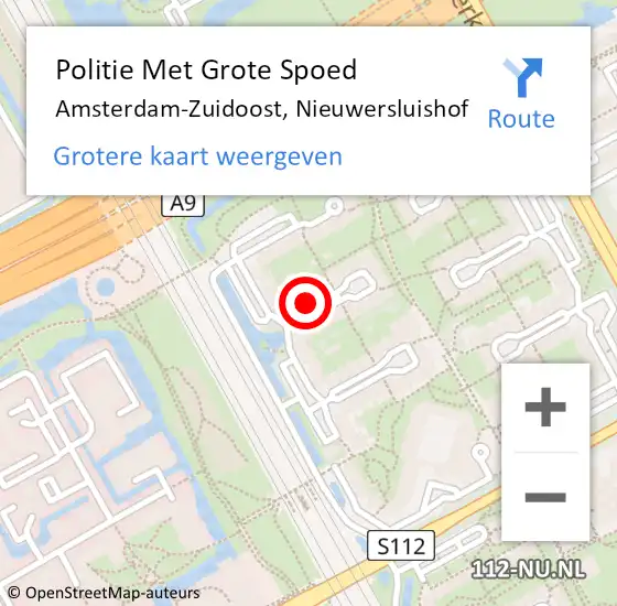 Locatie op kaart van de 112 melding: Politie Met Grote Spoed Naar Amsterdam-Zuidoost, Nieuwersluishof op 8 maart 2022 23:44