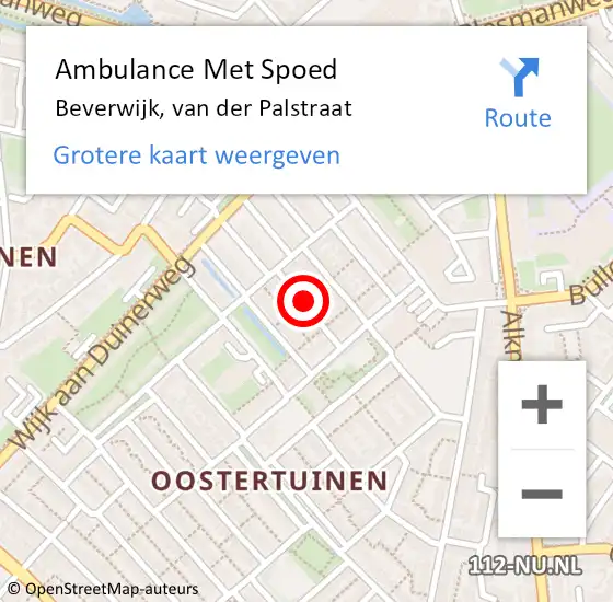 Locatie op kaart van de 112 melding: Ambulance Met Spoed Naar Beverwijk, van der Palstraat op 8 maart 2022 23:46