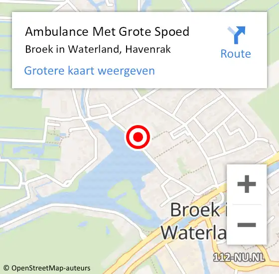 Locatie op kaart van de 112 melding: Ambulance Met Grote Spoed Naar Broek in Waterland, Havenrak op 8 maart 2022 23:50