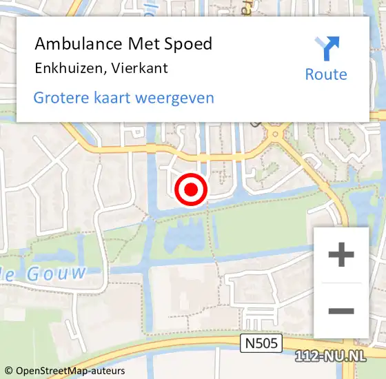 Locatie op kaart van de 112 melding: Ambulance Met Spoed Naar Enkhuizen, Vierkant op 9 maart 2022 00:52