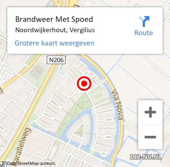 Locatie op kaart van de 112 melding: Brandweer Met Spoed Naar Noordwijkerhout, Vergilius op 9 maart 2022 01:03