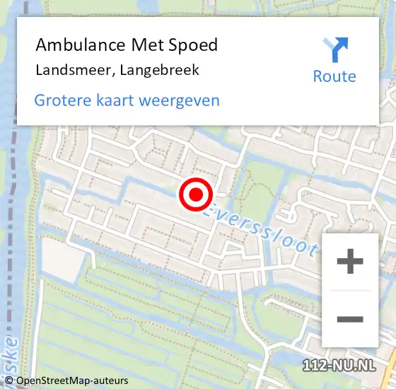 Locatie op kaart van de 112 melding: Ambulance Met Spoed Naar Landsmeer, Langebreek op 9 maart 2022 01:19