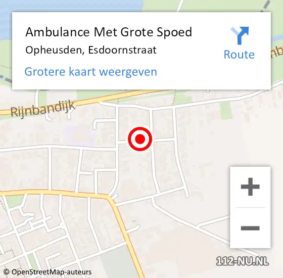 Locatie op kaart van de 112 melding: Ambulance Met Grote Spoed Naar Opheusden, Esdoornstraat op 9 maart 2022 01:38