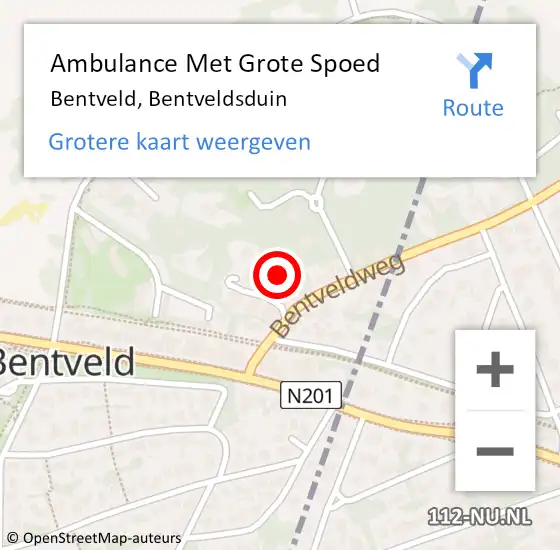 Locatie op kaart van de 112 melding: Ambulance Met Grote Spoed Naar Bentveld, Bentveldsduin op 9 maart 2022 01:47