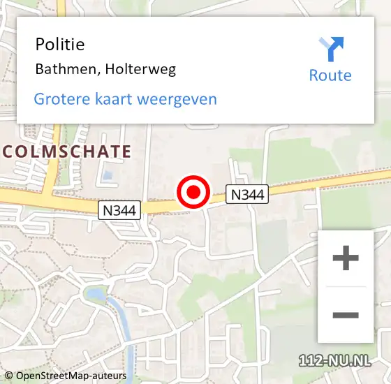 Locatie op kaart van de 112 melding: Politie Bathmen, Holterweg op 9 maart 2022 03:30