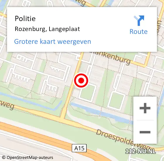 Locatie op kaart van de 112 melding: Politie Rozenburg, Langeplaat op 9 maart 2022 04:34