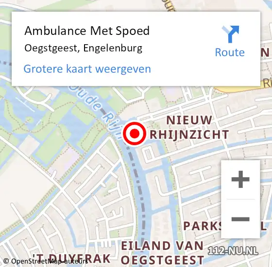 Locatie op kaart van de 112 melding: Ambulance Met Spoed Naar Oegstgeest, Engelenburg op 9 maart 2022 04:40