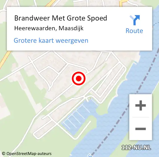Locatie op kaart van de 112 melding: Brandweer Met Grote Spoed Naar Heerewaarden, Maasdijk op 9 maart 2022 05:16