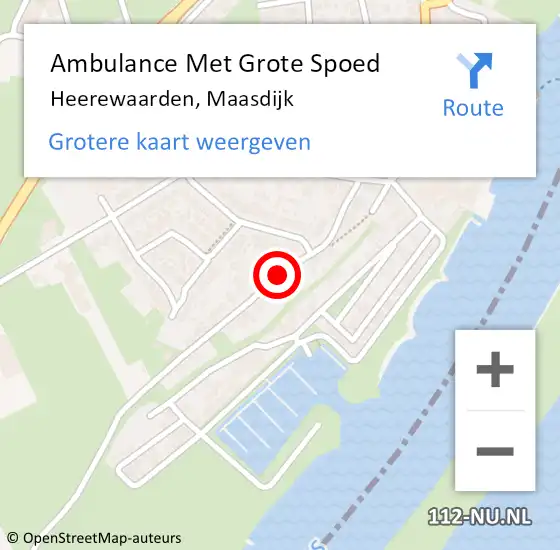 Locatie op kaart van de 112 melding: Ambulance Met Grote Spoed Naar Heerewaarden, Maasdijk op 9 maart 2022 05:31