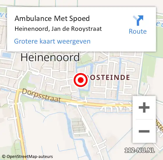 Locatie op kaart van de 112 melding: Ambulance Met Spoed Naar Heinenoord, Jan de Rooystraat op 9 maart 2022 06:57