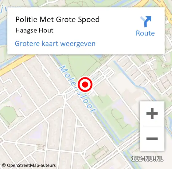 Locatie op kaart van de 112 melding: Politie Met Grote Spoed Naar Haagse Hout op 9 maart 2022 07:12