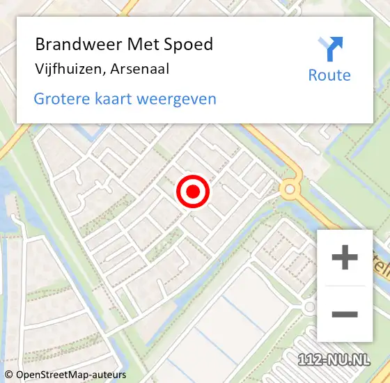 Locatie op kaart van de 112 melding: Brandweer Met Spoed Naar Vijfhuizen, Arsenaal op 9 maart 2022 07:27