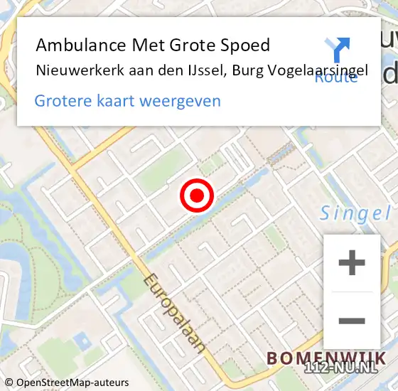 Locatie op kaart van de 112 melding: Ambulance Met Grote Spoed Naar Nieuwerkerk aan den IJssel, Burg Vogelaarsingel op 9 maart 2022 07:30