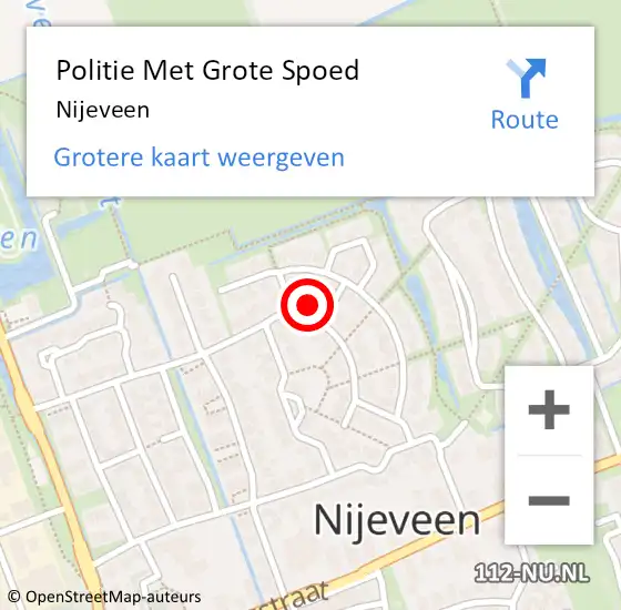 Locatie op kaart van de 112 melding: Politie Met Grote Spoed Naar Nijeveen op 9 maart 2022 07:39