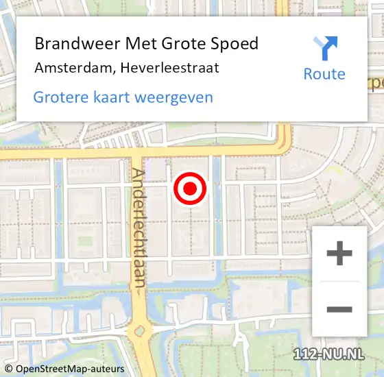 Locatie op kaart van de 112 melding: Brandweer Met Grote Spoed Naar Amsterdam, Heverleestraat op 9 maart 2022 07:54