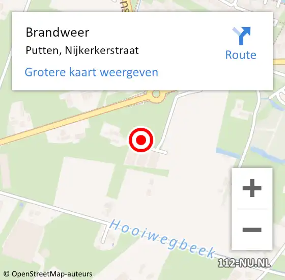Locatie op kaart van de 112 melding: Brandweer Putten, Nijkerkerstraat op 9 maart 2022 07:58