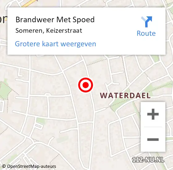 Locatie op kaart van de 112 melding: Brandweer Met Spoed Naar Someren, Keizerstraat op 9 maart 2022 08:03