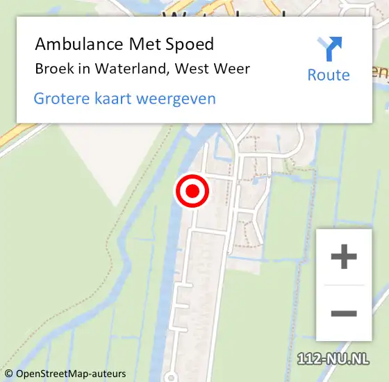Locatie op kaart van de 112 melding: Ambulance Met Spoed Naar Broek in Waterland, West Weer op 9 maart 2022 08:15