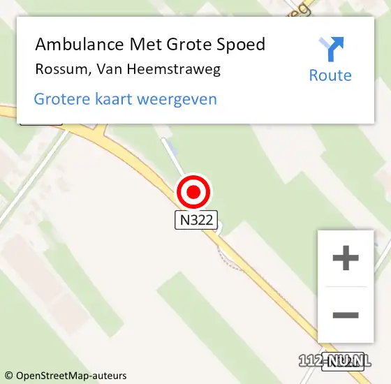 Locatie op kaart van de 112 melding: Ambulance Met Grote Spoed Naar Rossum, Van Heemstraweg op 9 maart 2022 08:20