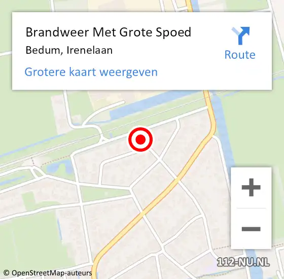 Locatie op kaart van de 112 melding: Brandweer Met Grote Spoed Naar Bedum, Irenelaan op 9 maart 2022 08:22